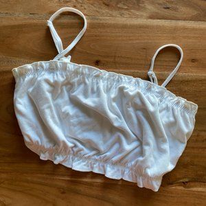 White Cropped Ruffle Tank